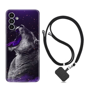 Samsung A23 A31 A32 A50 A51 A52 A53 A70 Kılıf Boyun Askılı Silikon Purple Leopar 1750