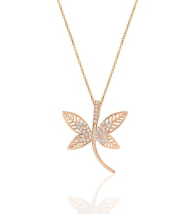 Gümüş rose zirkon taşlı yusufçuk kolye SGTL11971ROSE