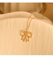 Kişiye Özel 925 Ayar Gümüş Şık Origami Kurdele Kolye (Gold)
