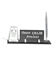 Kristal Masa İsimlik Atatürk Büst Modern Ofis Dekoru Masa İsimlik (Siyah - Kahverengi)