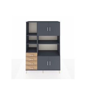 Hyperion Dolap 8 Raflı 4 Çekmeceli 4 Kapaklı 132x44x195 Antrasit-Antrasit/Çam