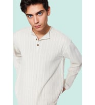 Erkek Relaxed Fit Keten Karışımlı Gömlek Bisiklet Yaka Düz Desen Casual Günlük Özel Günler (Ekru)