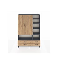 Arges Dolap 10 Raflı 4 Çekmeceli 2 Kapaklı 132x30x195 Antrasit-Çam/Çam