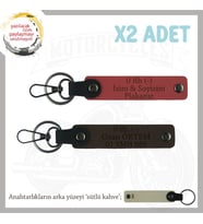 Motor Severlere Özel, İsim Plaka ve 0 Rh (-) Kan Grubu Yazılı x2 Anahtarlık, Nar Çiçeği-K Kahve-SK (Çok Renkli)
