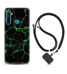 Realme 5i 5 Pro 6i 7 Pro 8 Kılıf Boyun Askılı Silikon Yeşil Şerit Mermer 1320