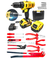 MOONSHOP 36 Matkap Watt Çift Batarya Maşalı Anahtar Fort Pense Tornavida Takımı 3 Lü Pense set..