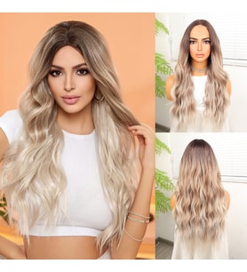 Kumral Beyaz Platin Ombre ve Röfleli Tül Peruk