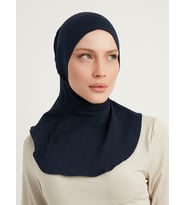 Büzgülü Boyunluklu Pamuk  Penye Bone - Lacivert