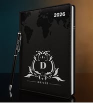 BK Gift Kişiye Özel İsimli Termo Sert Kapak 2026 Siyah Ajanda & Kalem -8, Öğretmenler Günü Hediyesi, Yeni İş Hediyesi