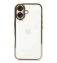 Newface Apple iPhone 16 Plus Kılıf Razer Lensli Silikon - Gold