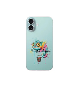 iPhone 16 ile Uyumlu Splash Bukalemun Tasarımlı Şeffaf Silikon Kılıf