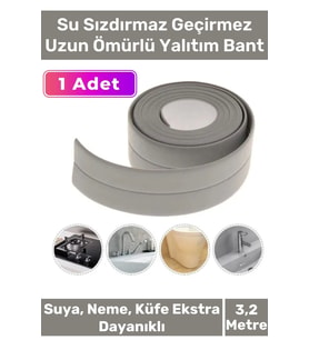 Premium Su Geçirmez Sızdırmaz Dayanıklı Pvc Yağ Kenar Küf Önleyici 3.2m Gri İzolasyon Bant 1 Adet