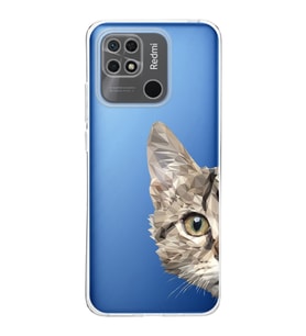 Redmi 10c Uyumlu Kamera korumalı Kapak Catface Tasarımlı  Şeffaf Kılıf