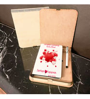 Sevgiliye En Güzel Hediye Ahşap Kutulu Defter Kalem Set 008