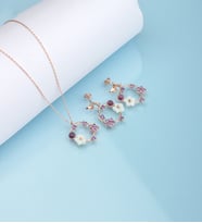 925 Ayar Gümüş Nergis Motifli Halka Sallantılı Kolye Küpe Set