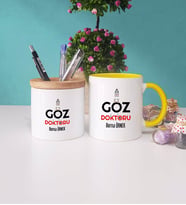 Göz Doktoru Kupa Bardak Sarı ve Kalemlik