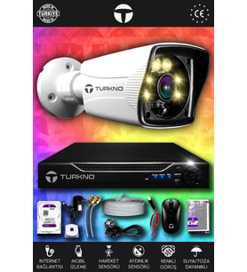 TURKNO 1 Kameralı Karie 1 Dış Kamera Set 1 TB HDD Full HD Renkli Gece Görüşlü Güvenlik Kamerası Sistemi