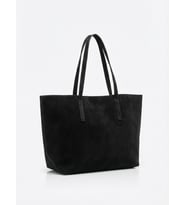 ÜçKol Ticaret Geniş İç Hacimli Nubuk Görünümlü Shopper Çanta (Siyah)