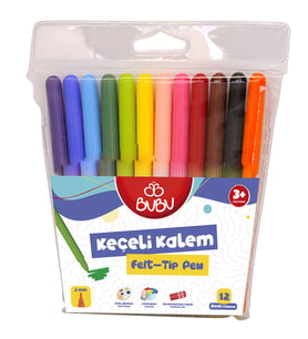 Bu-Bu Keçeli Kalem 12 Renk Keçeli Boya Kalemi (Karışık)