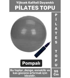 Premium Dayanıklı Fitness Egzersiz Aerobik Pilates Şişirme Pompası Hediyeli 55 Cm PİLATES TOPU