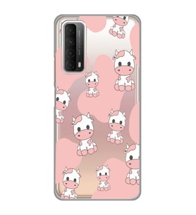Huawei P Smart 2021 Uyumlu İnek Desenli Şeffaf Telefon Kılıfı