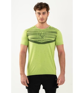 Maraton Active SlimFit Erkek Bisiklet Yaka  Kısa Kol Koşu Neon Sarı T-shirt 821080
