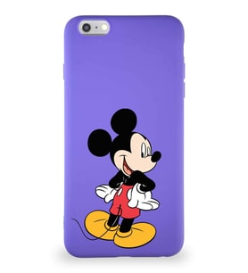 Apple iPhone 6S Plus Soft Premier Kapak Mickey Mouse-D Tasarımlı Silikon Kılıf - Mor (Şeffaf)