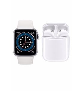 Pazariz T500 Saat Watch ve I12 Kablosuz Kulaklık Beyaz İkili Kombin