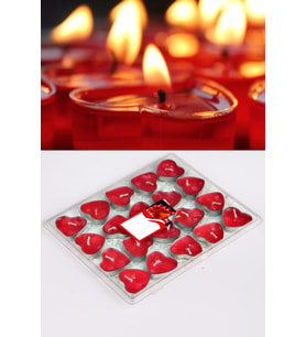 Pazariz Kırmzı Tea light Kalp Mum ( 20 Adet) (Kırmızı)