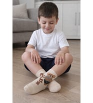 Bear Relax Baskılı Erkek Çocuk Çorap (Bej)