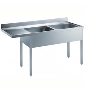 Electrolux Professional Tezgahaltı Bulaşık Makinesi İçin Tezgah, 2 Evyeli (500x500 Mm), Damlalık Solda - 1800 Mm EDBD1817L