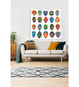 Multirenk Kabile Reisleri Leke Tutmaz Kadife Kumaş Duvar Örtüsü Duvar Halısı Tapestry (Krem)
