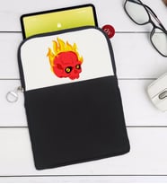 BK Gift Kurukafa Tasarımlı Taşınabilir Koruyucu Tablet Kılıfı & Organizer Çanta - Siyah-5