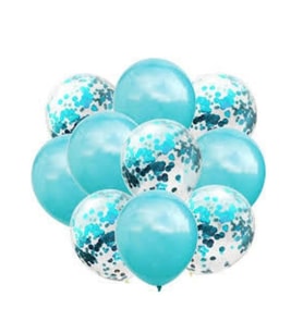 Konfetili Bebek Mavi Balon Demeti 10 Adet