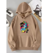 Unisex Crazy Banana Baskılı Sweatshirt (Bej)