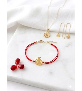 925 Ayar Gümüş Bereket Nar Beraberlik Kolye Bileklik Küpe Set.rose.gold.rodaj
