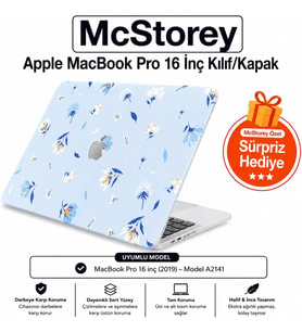 MacBook Pro 16 Kılıf Baskılı Sert Hard Case İnce Hafif Darbe Çizilme Koruma Mat Yüzey Uyumlu MacBook Pro A2141 2019 Açık Mavi