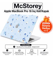 MacBook Pro 16 Kılıf Baskılı Sert Hard Case İnce Hafif Darbe Çizilme Koruma Mat Yüzey Uyumlu MacBook Pro A2141 2019 Açık Mavi