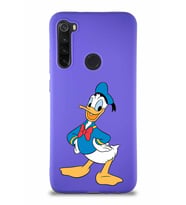 Xiaomi Redmi Note 8 Soft Premier Kapak Donald Duck-C Tasarımlı Silikon Kılıf - Mor (Şeffaf)