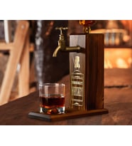 BK Gift Aynalı Altın Kabartma Musluklu Doğal Ceviz Ahşap Viski Standı, Home Bar, İçecek Dispenseri, Ahşap İçecek Çeşmesi-7