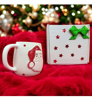 3D Kabartma El Emeği Göz Nuru Noel Baba  Seramik KUPA BARDAK 400 ML