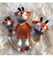 Şık Geyik Takımı Yeni Doğan Seti Amigurumi Organik Oyuncak