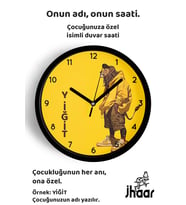 İsme Özel Cool Aslan Çocuk Odası Duvar Saati Orta Boy 30 cm Siyah Camlı Sessiz