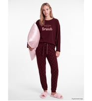 LCW DREAM Kırmızı Bisiklet Yaka Baskılı Kadın Pijama Takım