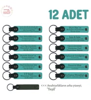 Lise Sınıflarına Anlamlı Bir Mezuniyet Hatırası 12'li Set, Anı Anahtarlığı, Koyu Turkuaz & Yeşil
