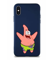 Apple iPhone X Soft Premier Kapak Patrick Yıldız Tasarımlı Silikon Kılıf - Lacivert (Şeffaf)