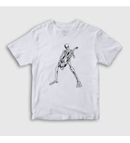 Presmono Unisex Çocuk Beyaz Skeleton Guitarist Music Rock T-Shirt 340017tt (Beyaz)