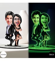 BK Gift Kişiye Özel Sevgililer Karikatürlü Fosforlu 3D Ahşap Biblo -2, Sevgiliye Hediye, Yıl Dönümü Hediyesi