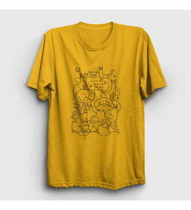 Presmono Unisex Sarı Cats Everywhere Kedili T-Shirt 317140tt (Sarı)