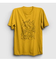 Presmono Unisex Sarı Cats Everywhere Kedili T-Shirt 317140tt (Sarı)